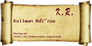 Kollman Rózsa névjegykártya